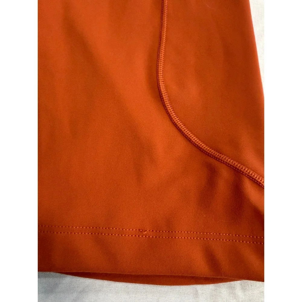 Nike One Dri-FIT Womens High Waisted Biker Shorts Burnt Orange Pockets Size S